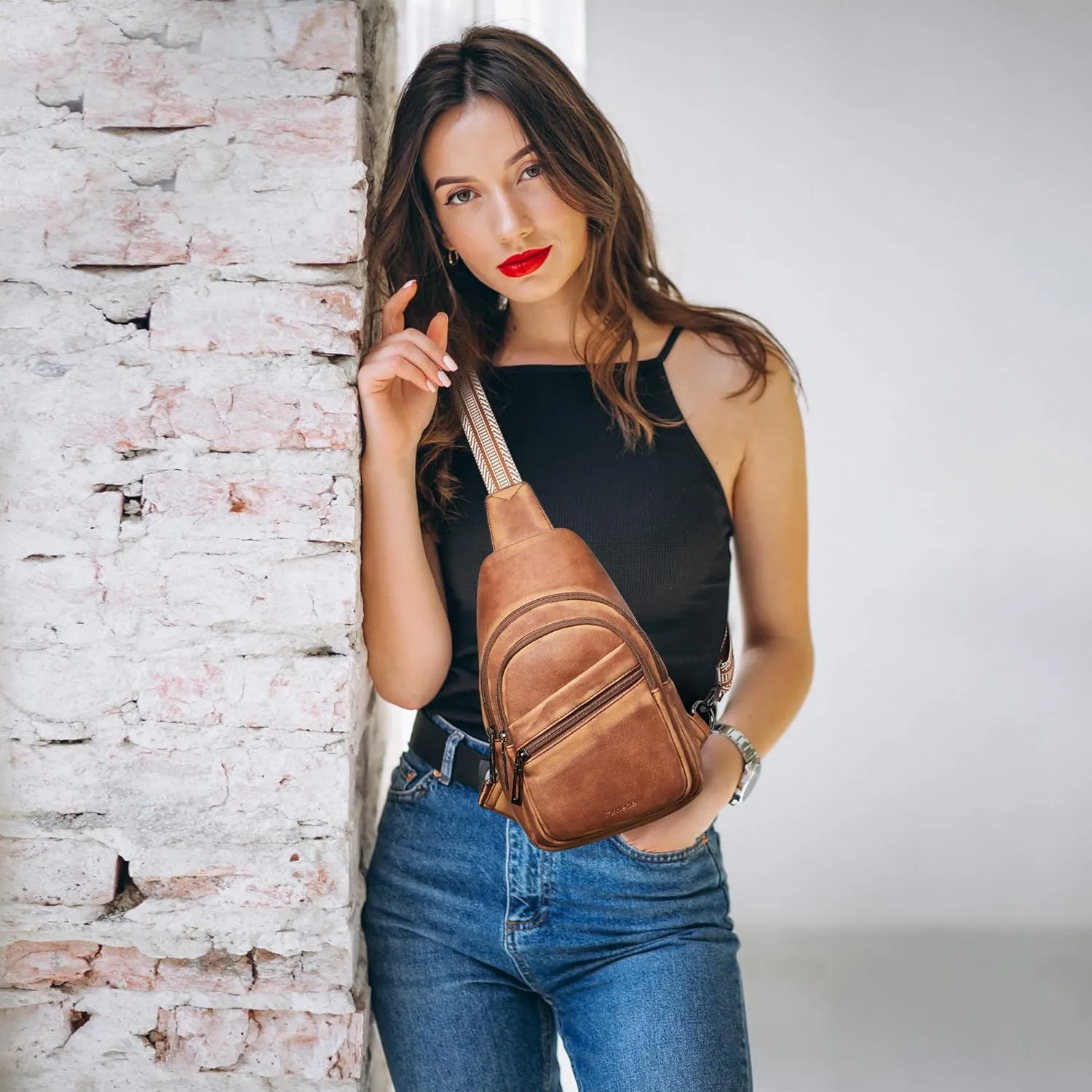 Crossbody Bags for Women Men Sling Bag 5 Pockets Fanny Pack Sling Backpack Chest Daypack Travel Purse Anti Theft