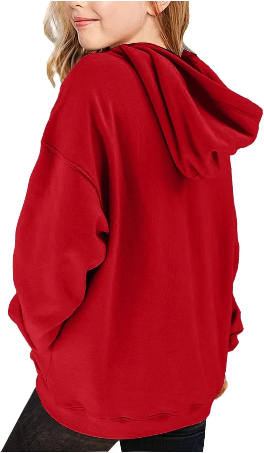 Cute Hoodies for Teen Girls Oversized Long Sleeve Fleece Hooded Sweatshirt Trendy Casual Solid Pocket Pullover Tops