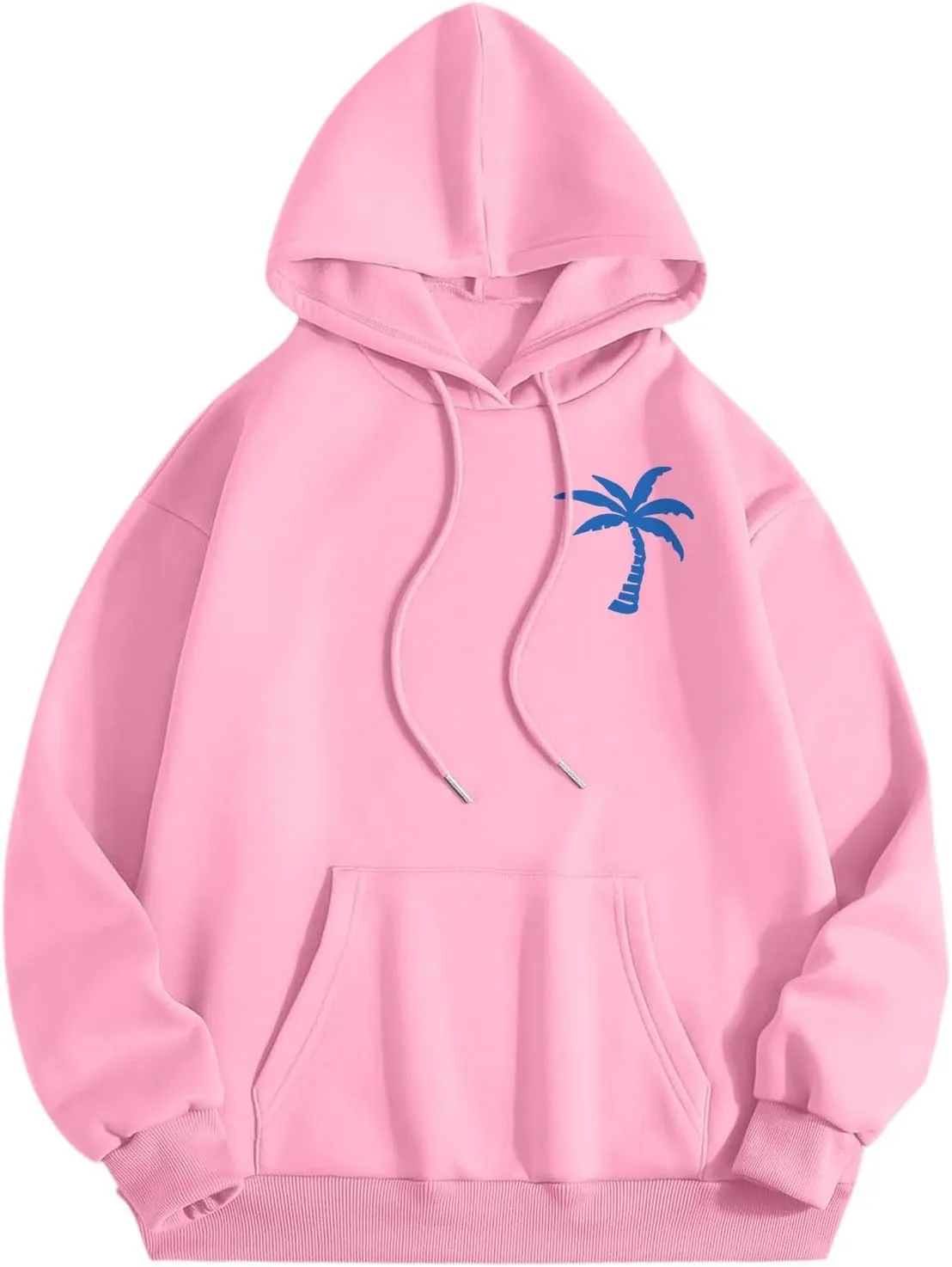 Cute Hoodies Womens Pink Graphic Oversized Hoodies Letter Print Casual Long Sleeve Drawstring Pullover Tops