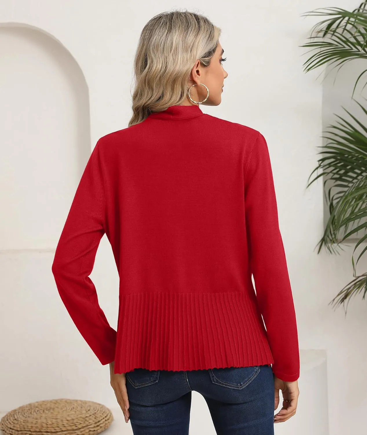 CZYINXIAN Women's Casual Long Sleeves Cropped Cardigan Trendy Open Front Knit Cardigans Outwear