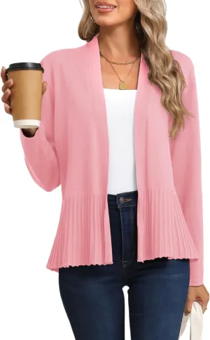 CZYINXIAN Women's Casual Long Sleeves Cropped Cardigan Trendy Open Front Knit Cardigans Outwear