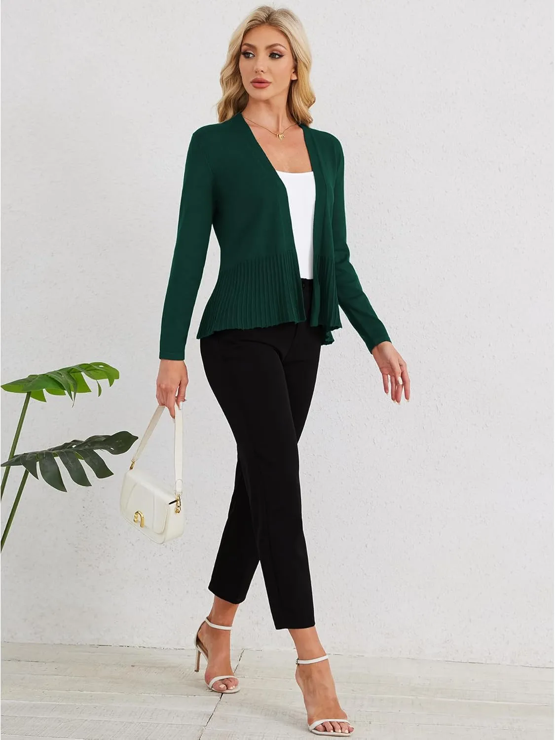 CZYINXIAN Women's Casual Long Sleeves Cropped Cardigan Trendy Open Front Knit Cardigans Outwear