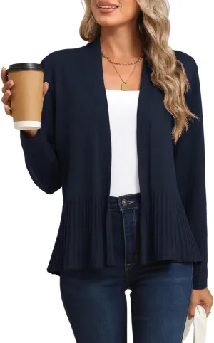 CZYINXIAN Women's Casual Long Sleeves Cropped Cardigan Trendy Open Front Knit Cardigans Outwear