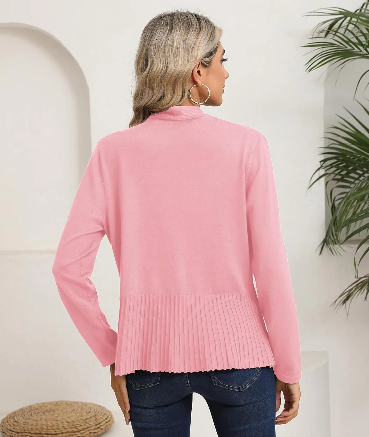 CZYINXIAN Women's Casual Long Sleeves Cropped Cardigan Trendy Open Front Knit Cardigans Outwear