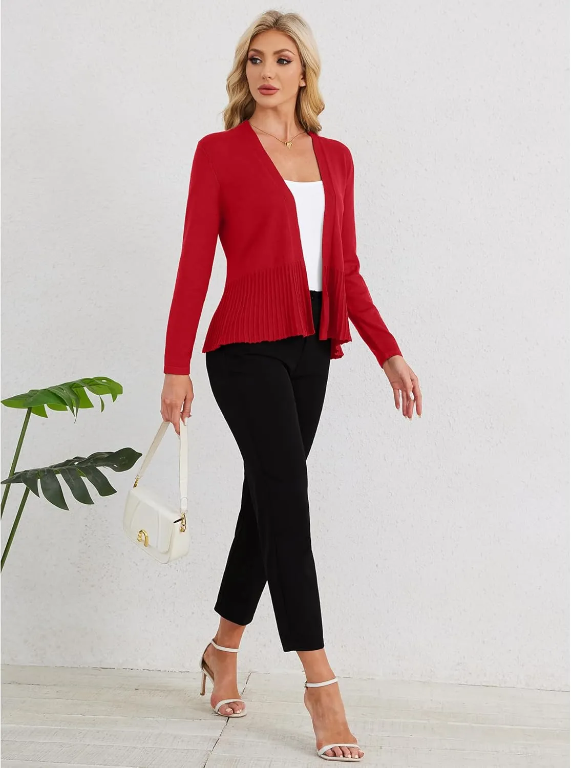 CZYINXIAN Women's Casual Long Sleeves Cropped Cardigan Trendy Open Front Knit Cardigans Outwear
