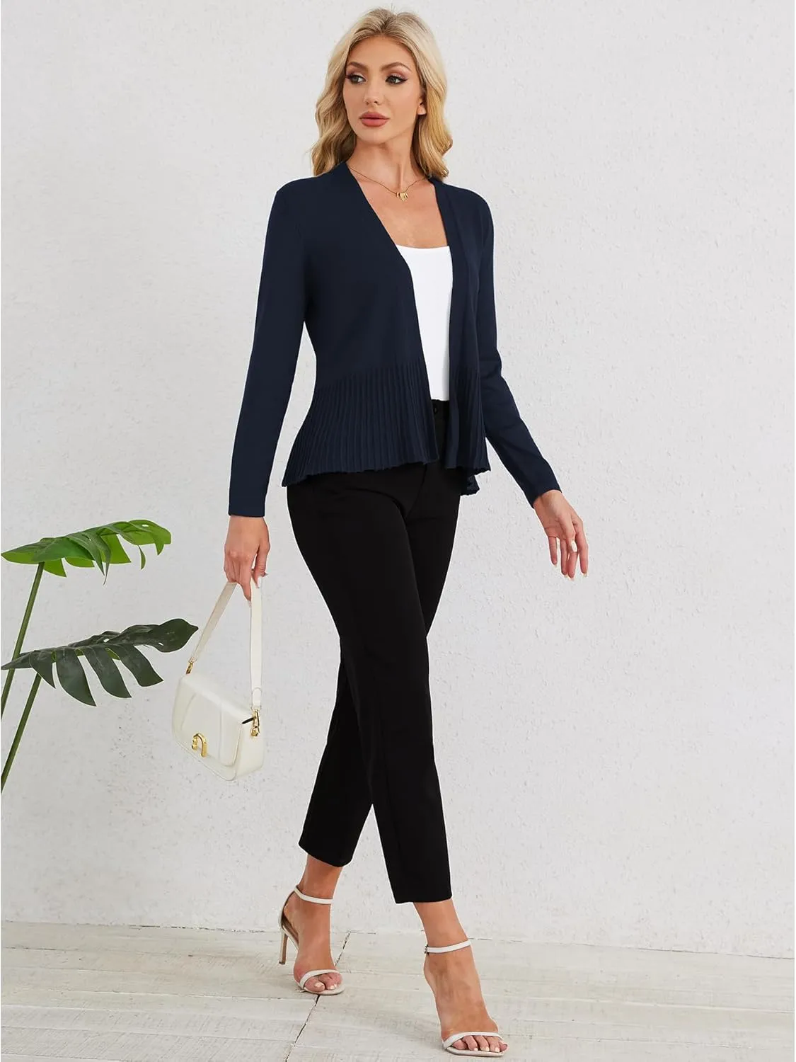CZYINXIAN Women's Casual Long Sleeves Cropped Cardigan Trendy Open Front Knit Cardigans Outwear