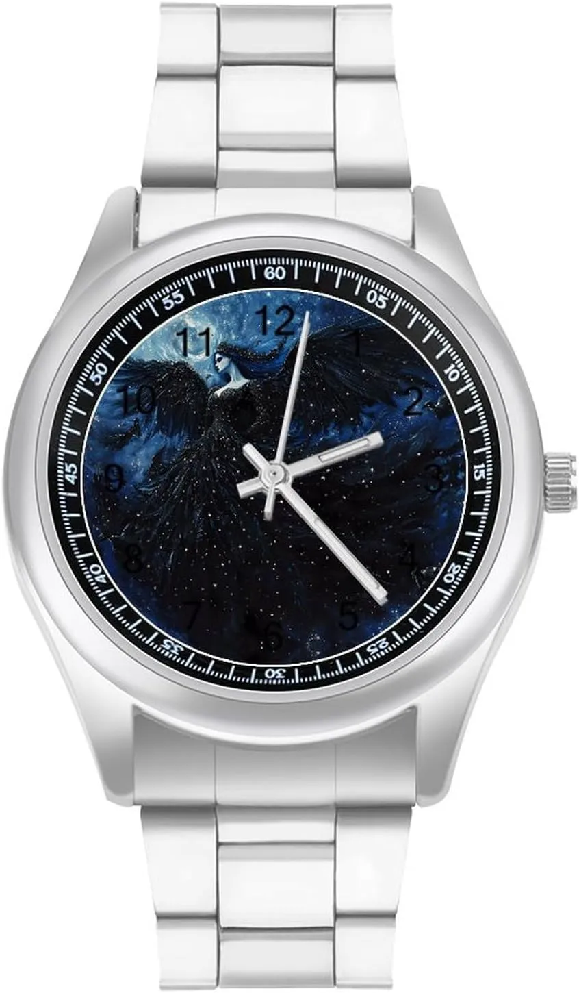 Dark Goddess Greek Myth Stainless Steel Strap Simple Business Watches for Men Easy Reader Work Casual Watch