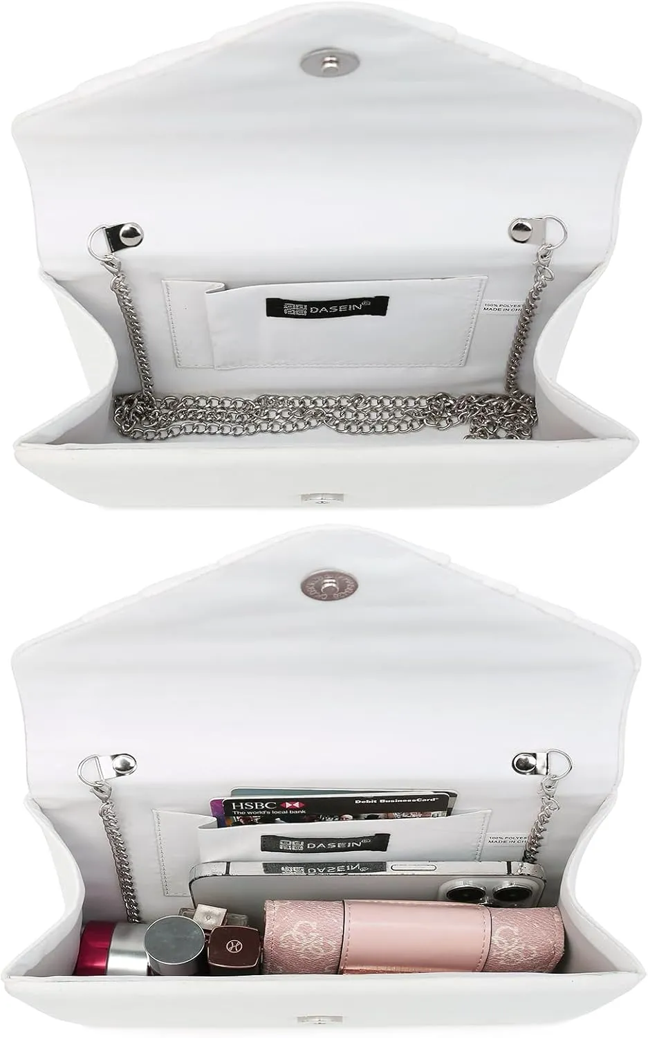 Dasein Women's Evening Bag Pleated Envelope Clutch Handbag Wedding Party Bridal Purse
