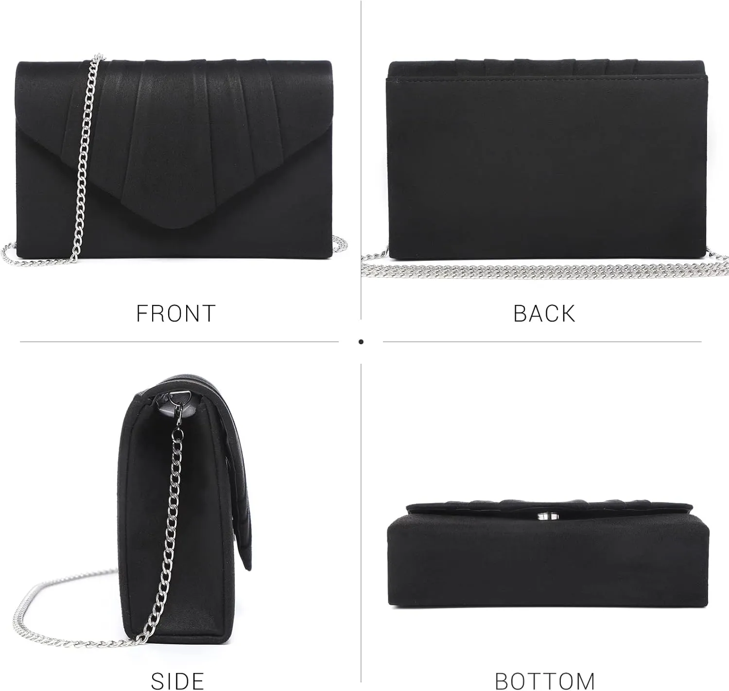 Dasein Women's Evening Bag Pleated Envelope Clutch Handbag Wedding Party Bridal Purse