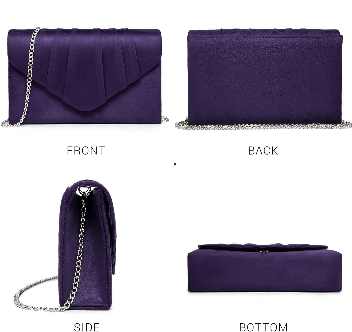 Dasein Women's Evening Bag Pleated Envelope Clutch Handbag Wedding Party Bridal Purse
