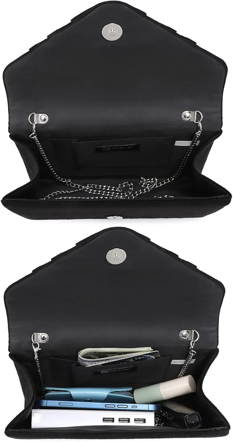 Dasein Women's Evening Bag Pleated Envelope Clutch Handbag Wedding Party Bridal Purse