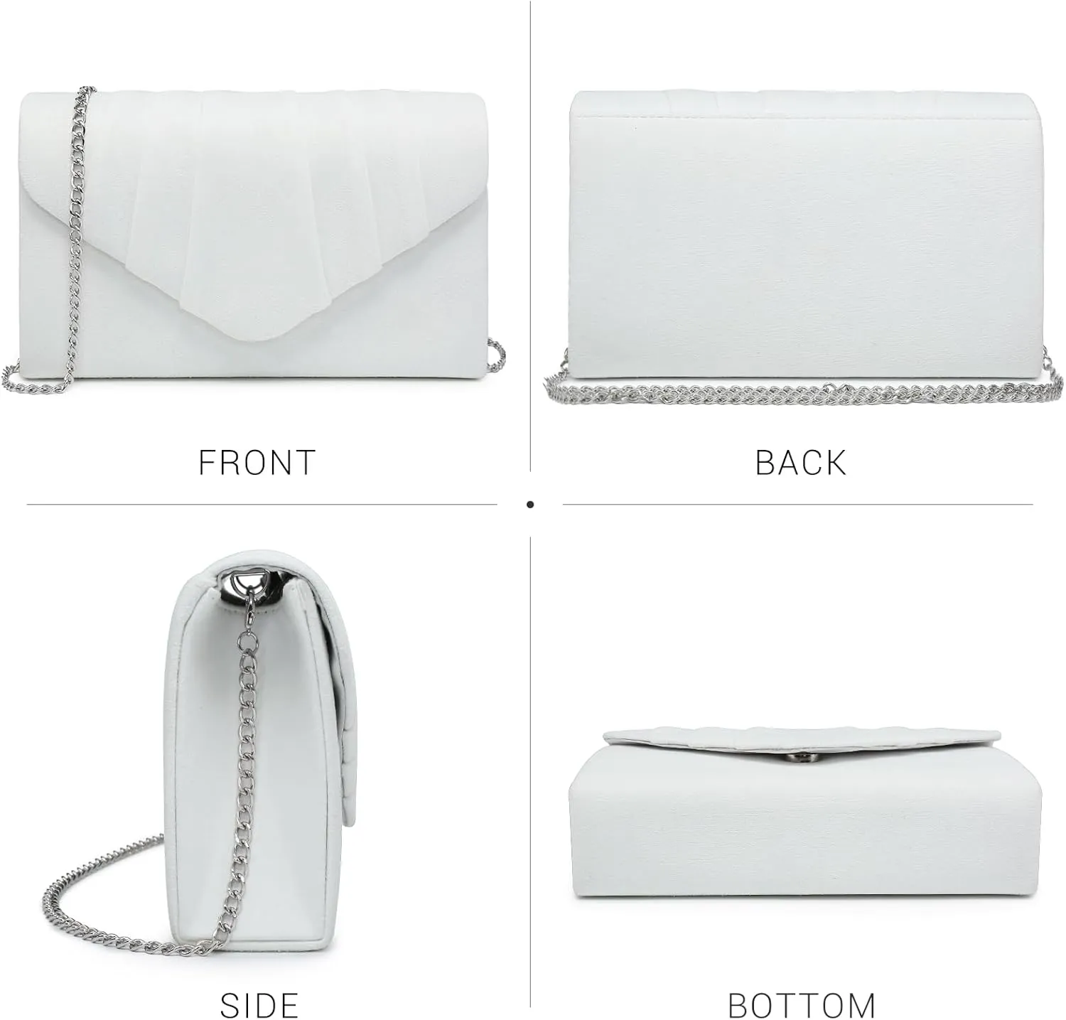 Dasein Women's Evening Bag Pleated Envelope Clutch Handbag Wedding Party Bridal Purse