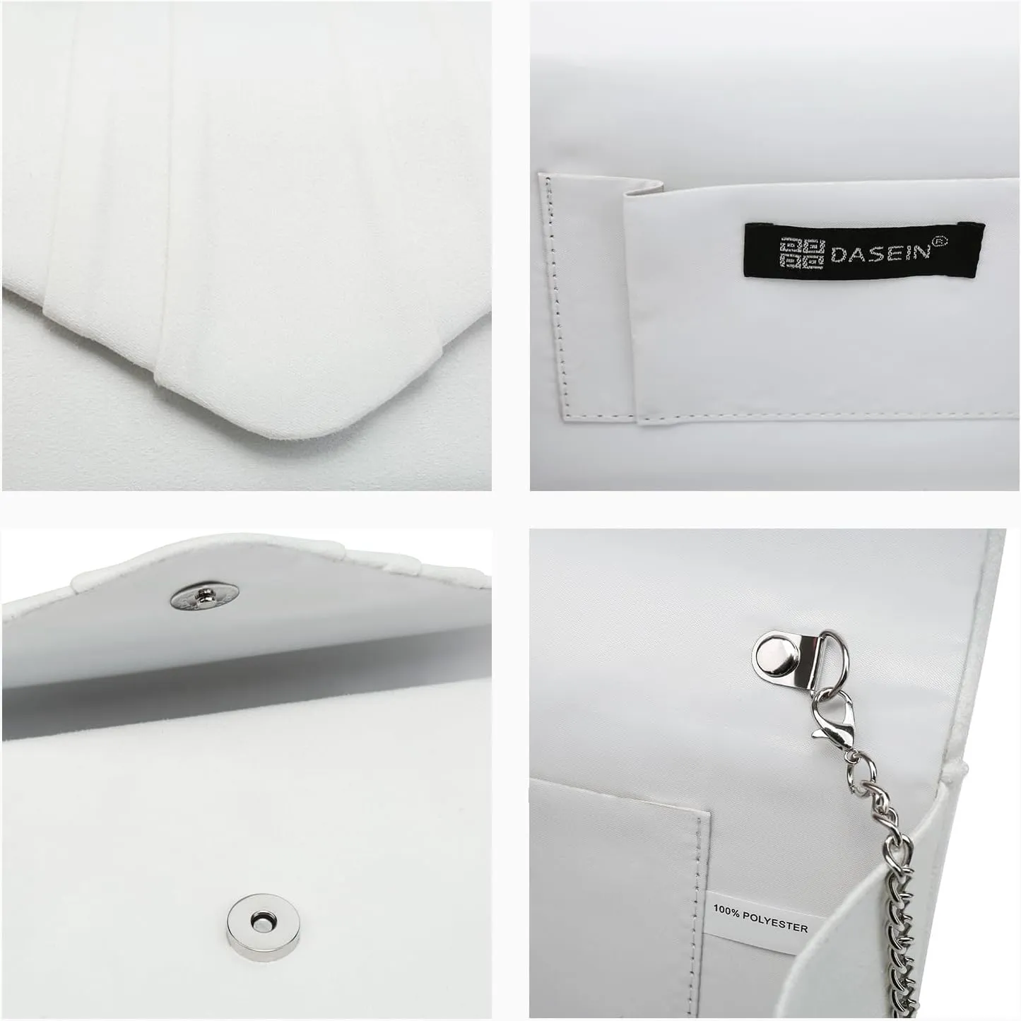 Dasein Women's Evening Bag Pleated Envelope Clutch Handbag Wedding Party Bridal Purse