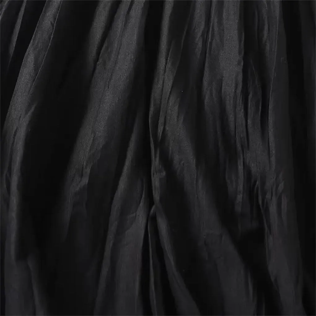 DBFBDTU Women Pleated Skirt Elastic Waist Casual Loose Skirts Solid High Waist Midi Skirts