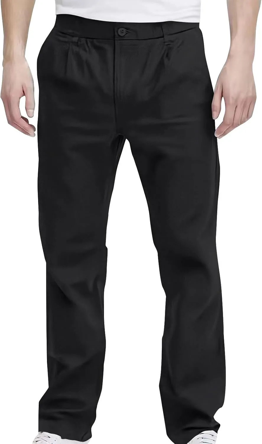 Dress Pants for Men Business Casual Straight Leg Work Pants Relaxed Fit Travel Outdoor Pants with Pockets