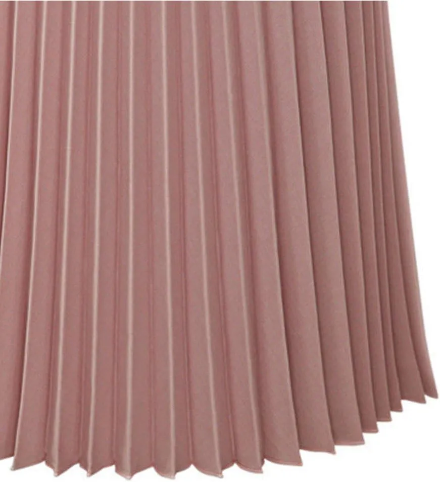 Elegant Solid Midi Skirt Waist Elastic Pleated Womens Maxi Skirt Trendy Elegant Skirt