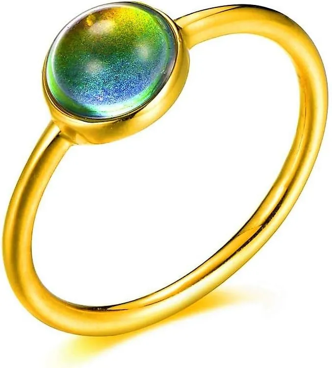 Ello Elli 1.5MM Minimalist/Dainty Style Stainless-Steel Mood Ring in Gold, Rose Gold, Silver and Black Tones