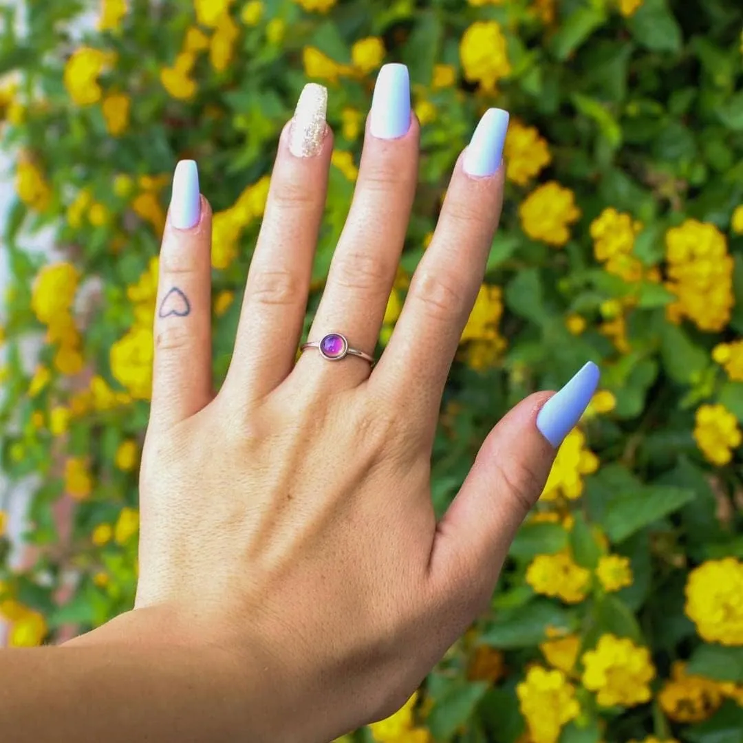 Ello Elli 1.5MM Minimalist/Dainty Style Stainless-Steel Mood Ring in Gold, Rose Gold, Silver and Black Tones