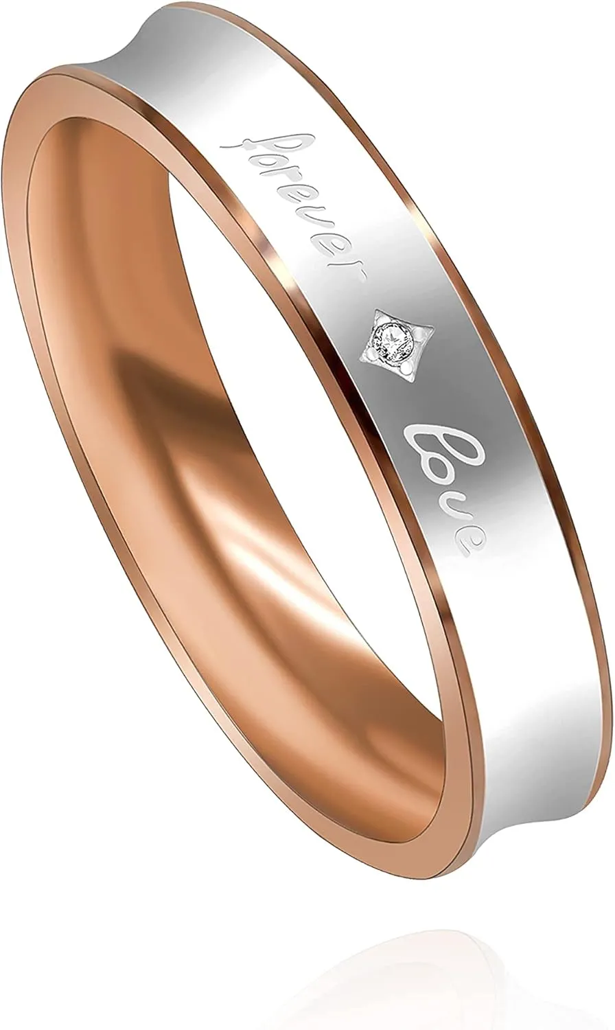 Fashion 2-Tones Forever Love Wedding Band Engagement Rings Couples Matching Jewelry for Lovers