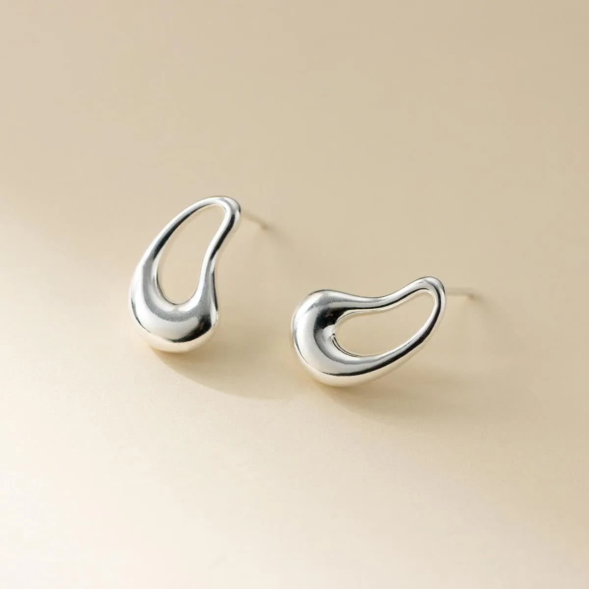 fashion jewelry 925 sterling silver big heavy earrings hollow water drop shaped gold plated stud earrings for women (gold)