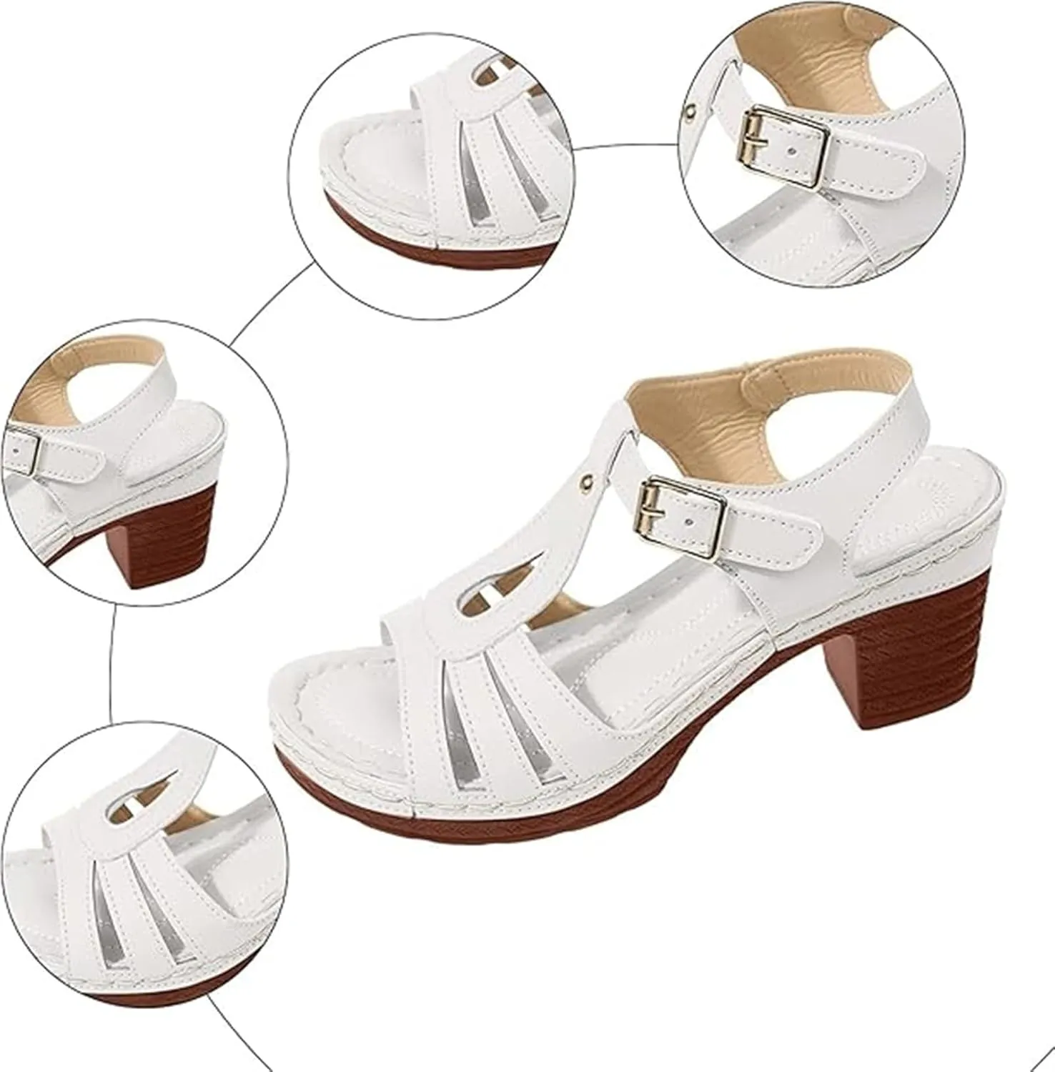 Fashionable Comfortable Orthopedic Platform Chunky Heels Sandals, Summer Adjustable Open Toe Square Toe Comfortable Heeled Sandals Mules for Women Block Flip Flops Heeled Sandal