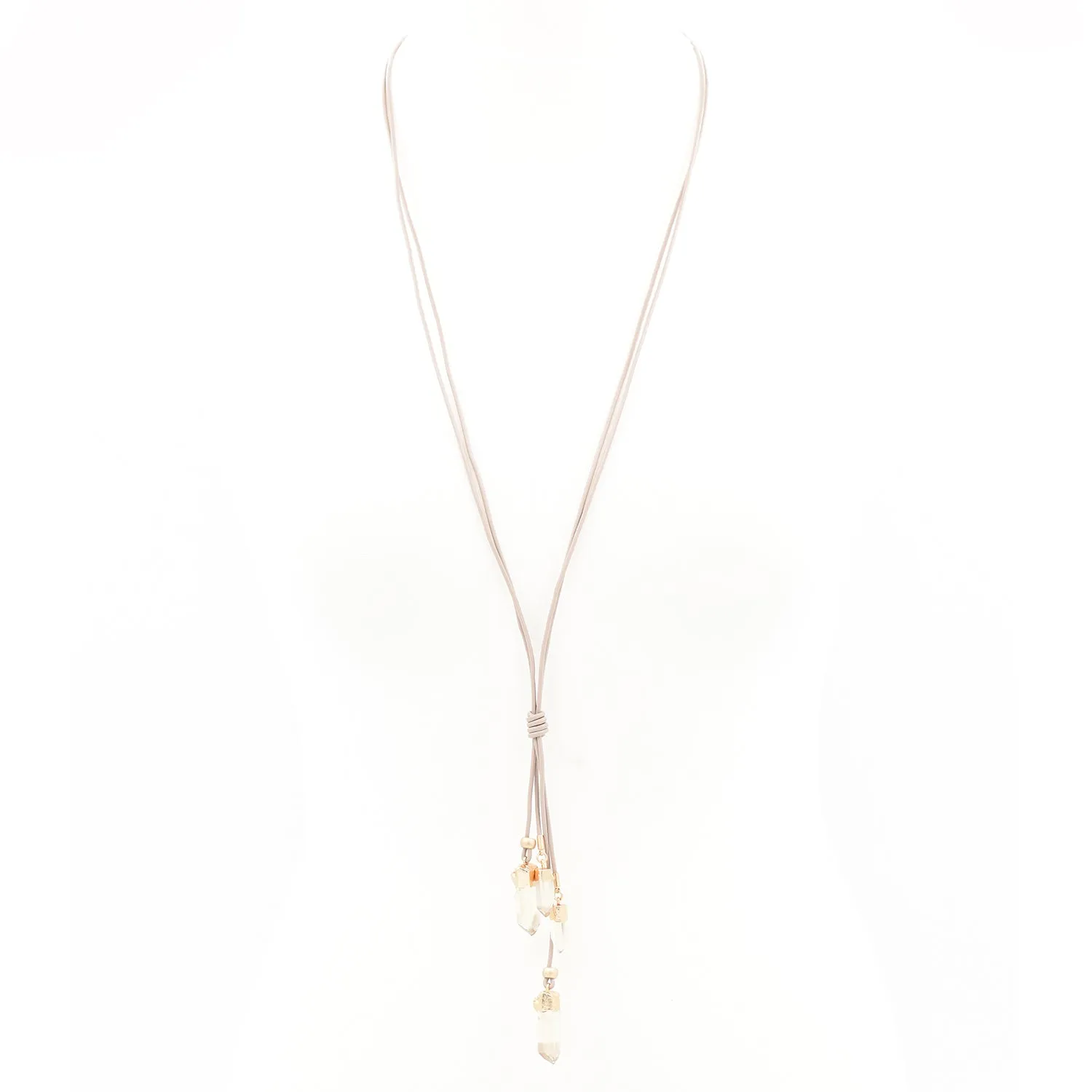 Faux stone resin pendants on lariette style leather necklace