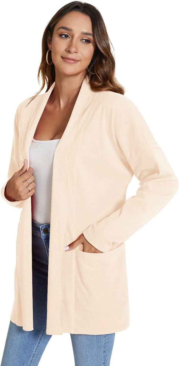 Feiersi Womens Cardigan Long Sleeve Open Front Casual Soft Knit Cardigans Sweater with Pockets