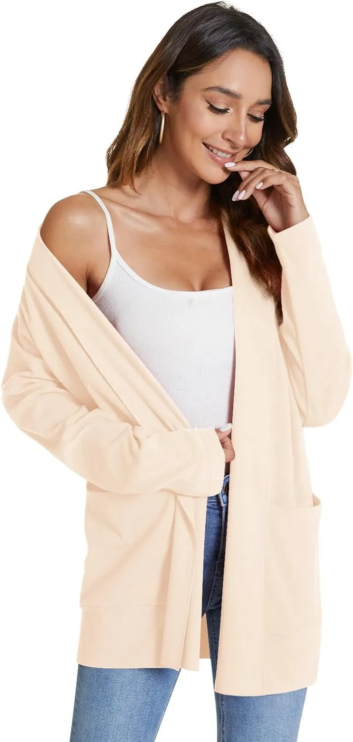 Feiersi Womens Cardigan Long Sleeve Open Front Casual Soft Knit Cardigans Sweater with Pockets