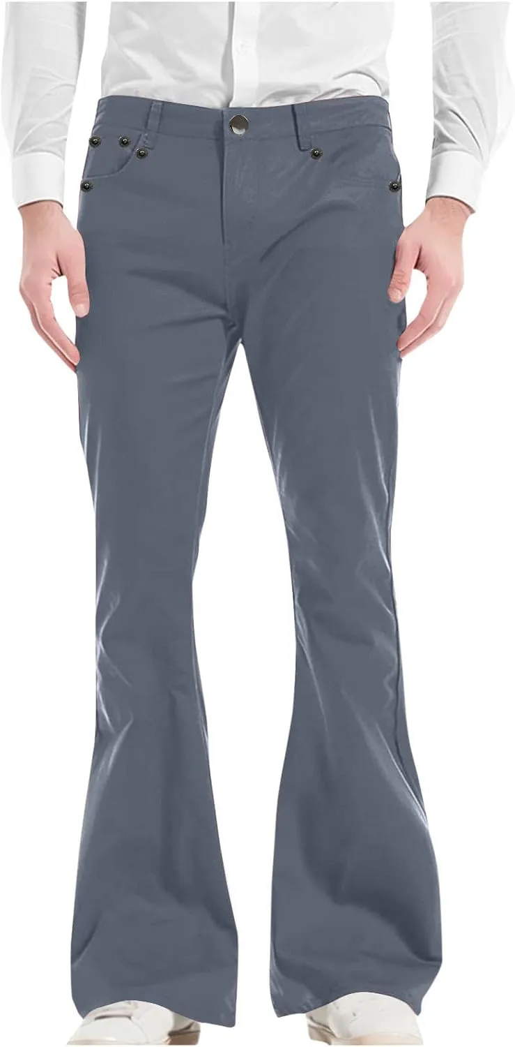Flare Pants for Men Relaxed Fit Durable Comfortable Classic Stylish Dailywear Casual Travel Versatile Elegant