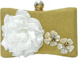 Floral Glitter Evening Bag for Women Beaded Clutch Purses Elegant Pearl Crossbody Shoulder Bag for Wedding, Prom, Party