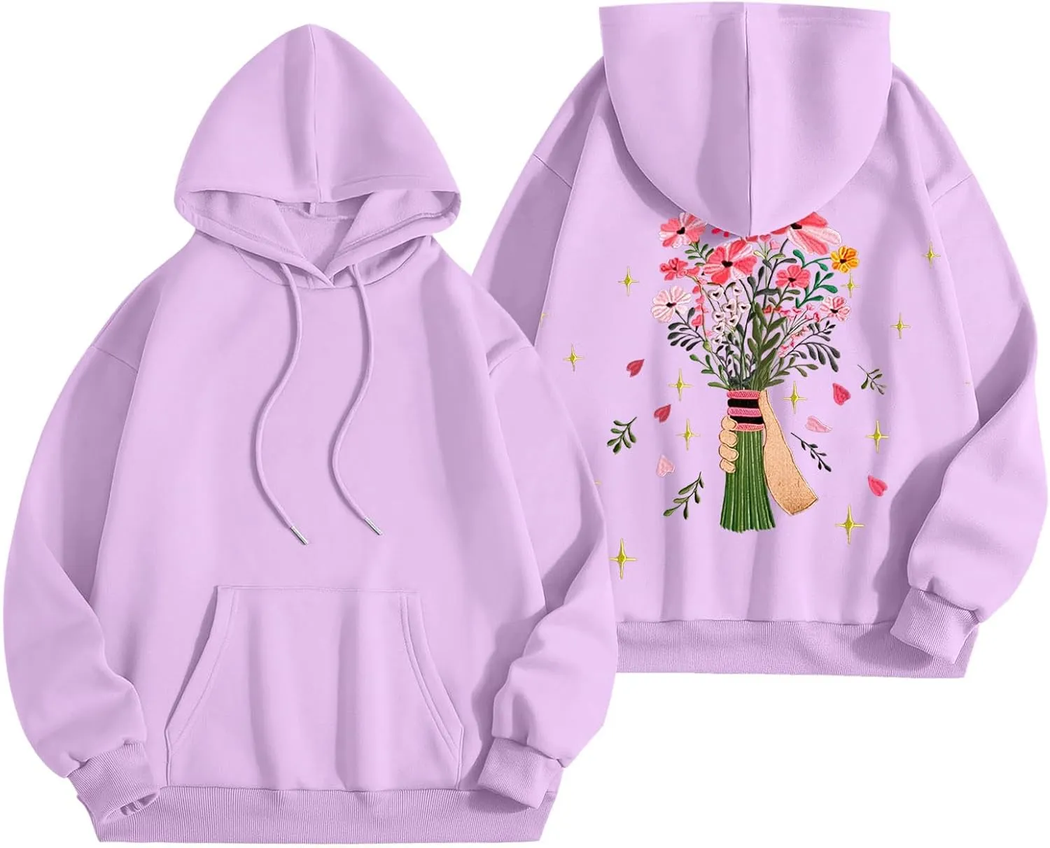 Floral Graphic Hoodies Womens Coquette Oversized Sweatshirts for Teen Girls Y2k Hoodies Cute Fleece Pullover Sweater