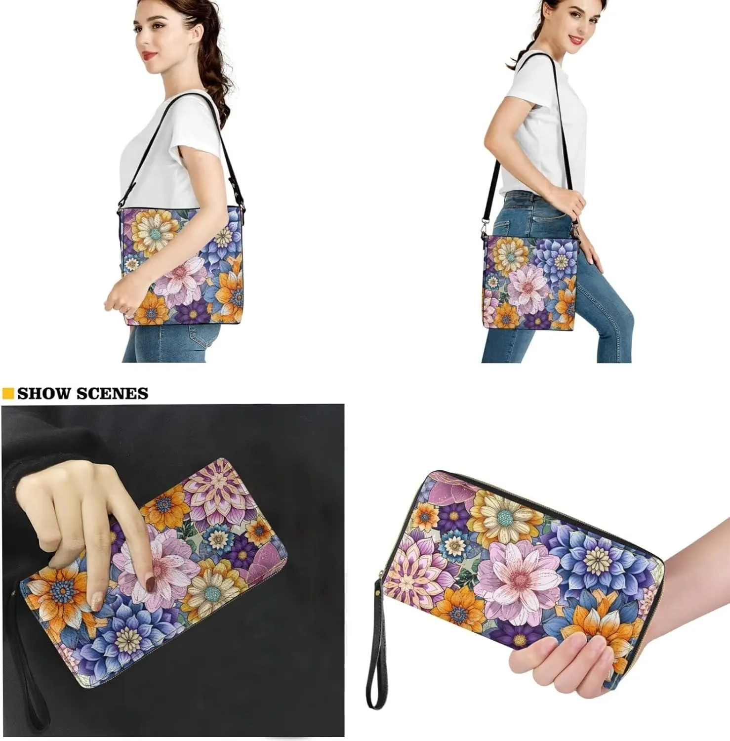 FOR U DESIGNS Purses for Women Crossbody Bag Shoulder Purses and Handbags 2 Pack Large Tote Bag Purse with Matched Wallet