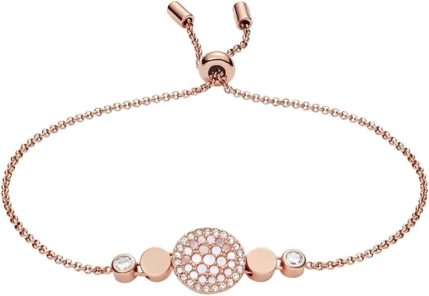 Fossil Women's Rose Gold-Tone Stainless Steel Chain or Beaded Bracelet for Women
