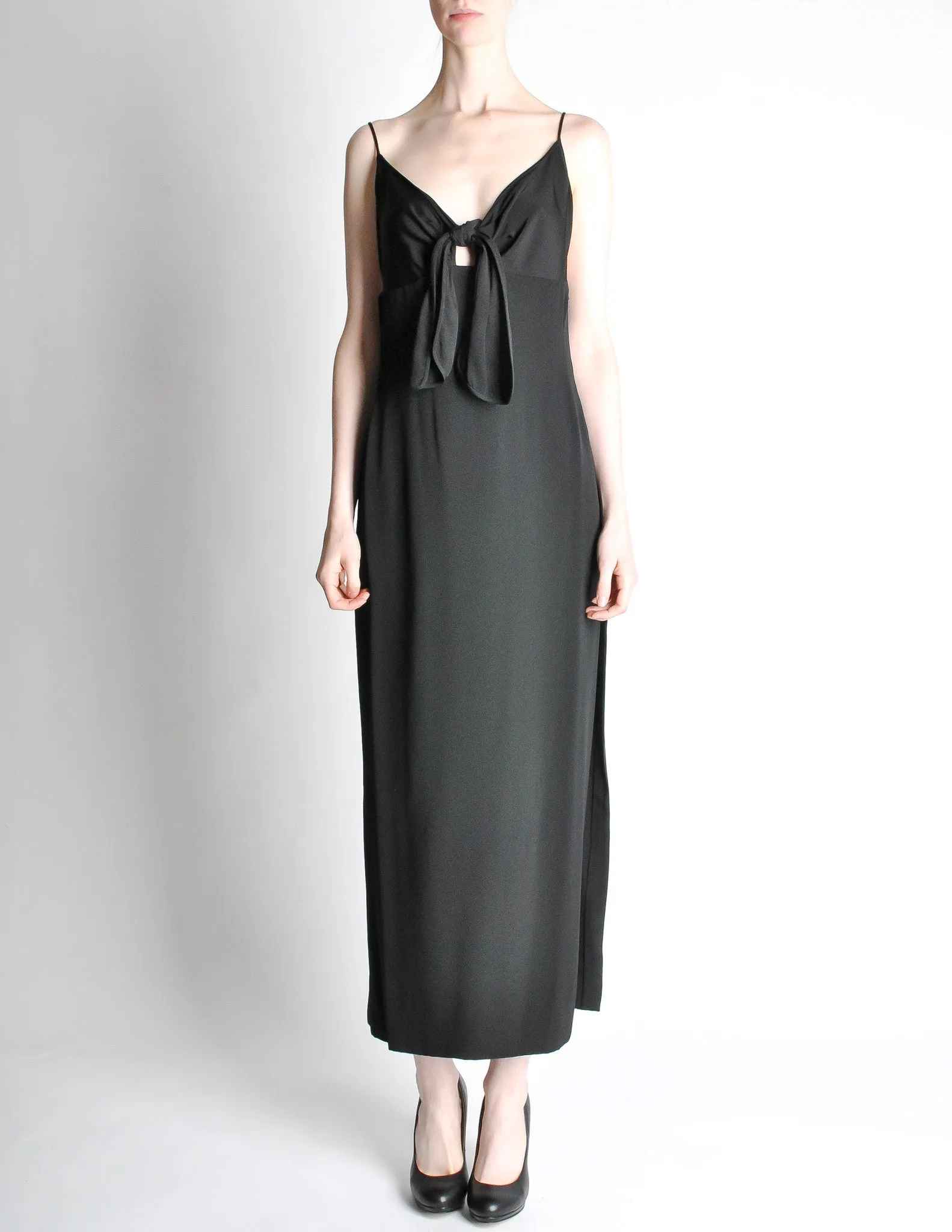 Galanos Vintage Black Knot Bust Dress
