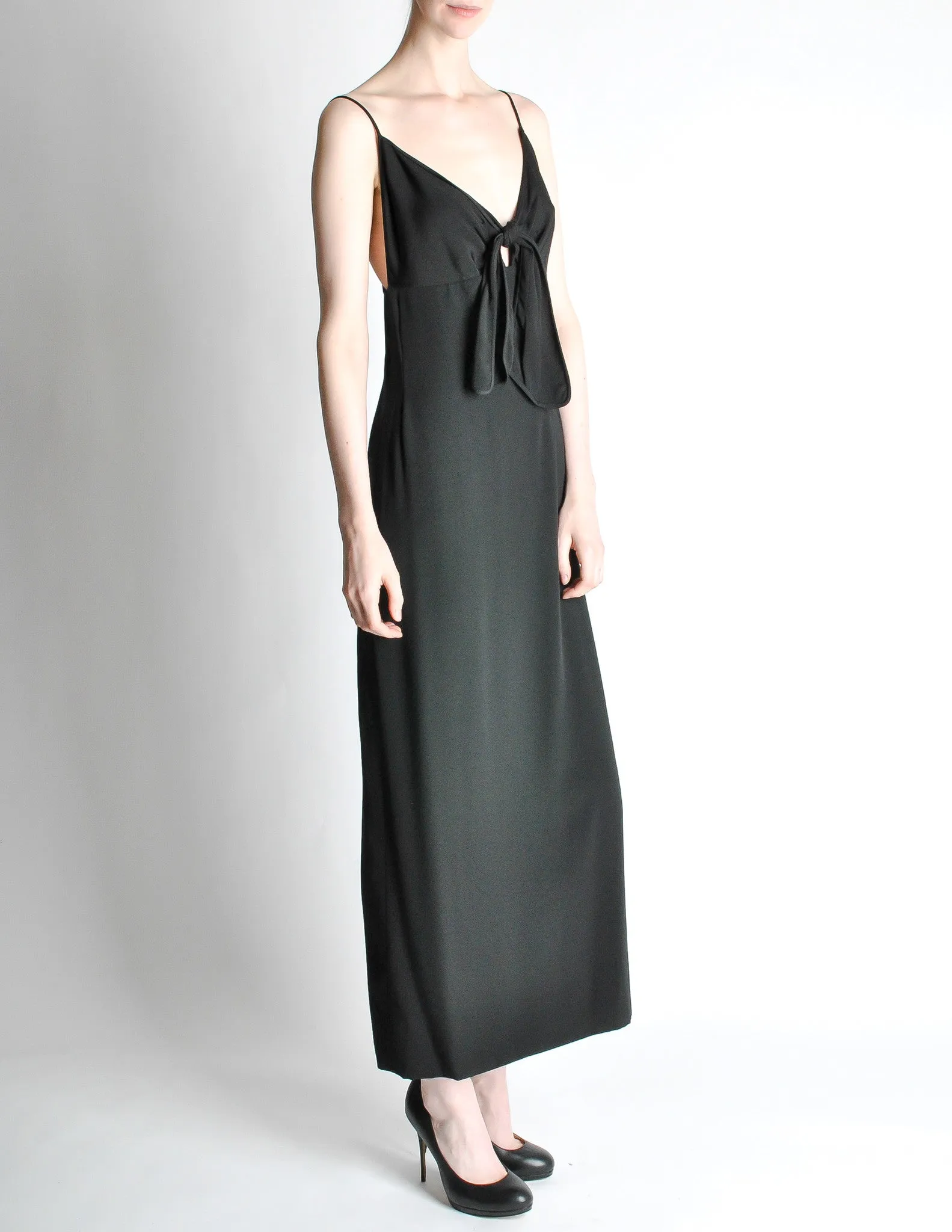 Galanos Vintage Black Knot Bust Dress