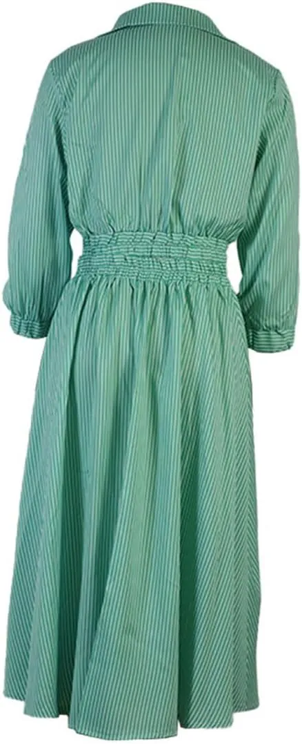GGUHHU Womens Button Down Striped Dress Summer Two Piece Sets Outfit Crop Shirt with Midi Skirt