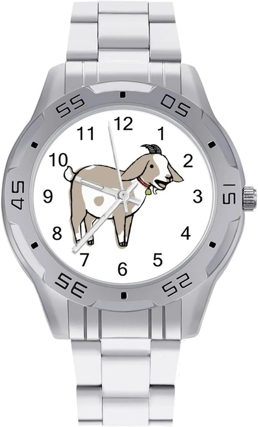 Goat Stainless Steel Metal Strap Simple Business Watches for Men Easy Reader Work Casual Watch
