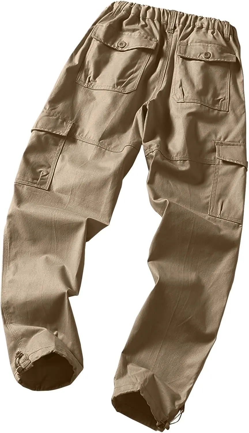 GOFULY Mens Cargo Pants Casual with Pockets Relaxed Fit Pants Ripstop Stretch Sweatpants Outdoor Baggy Pants Men Lightweight