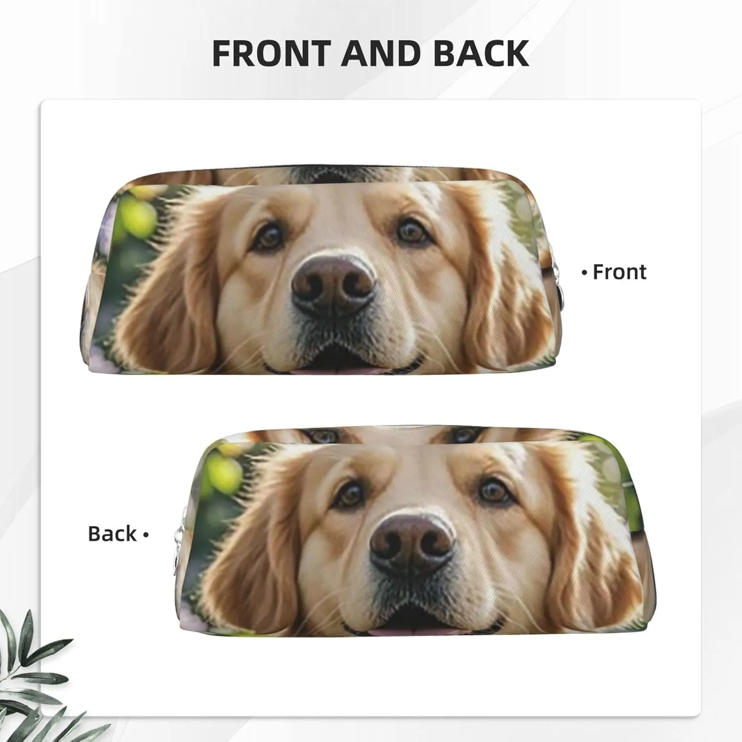 Golden Retriever Makeup Bag for Women Men Pencil Pouch Travel Small Cosmetic Bag Zippered Toiletry Bags Aesthetic Pen Bags Trendy Storage Bags Leather Coin Pouch Purse