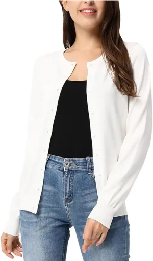 GRACE KARIN Women's Classic Long Sleeve Knit Cardigan Sweaters Casual Open Front Button Down Cardigan S-3XL