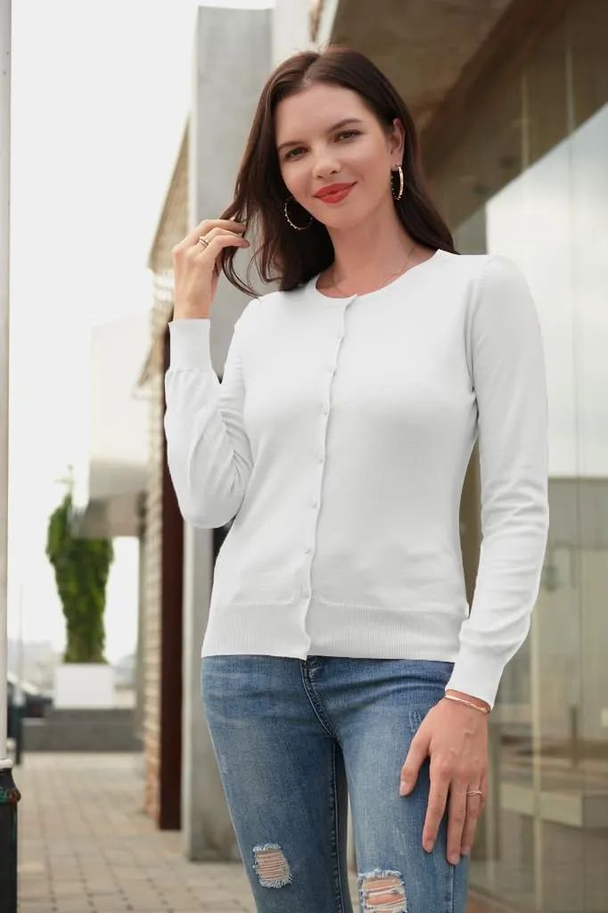 GRACE KARIN Women's Classic Long Sleeve Knit Cardigan Sweaters Casual Open Front Button Down Cardigan S-3XL