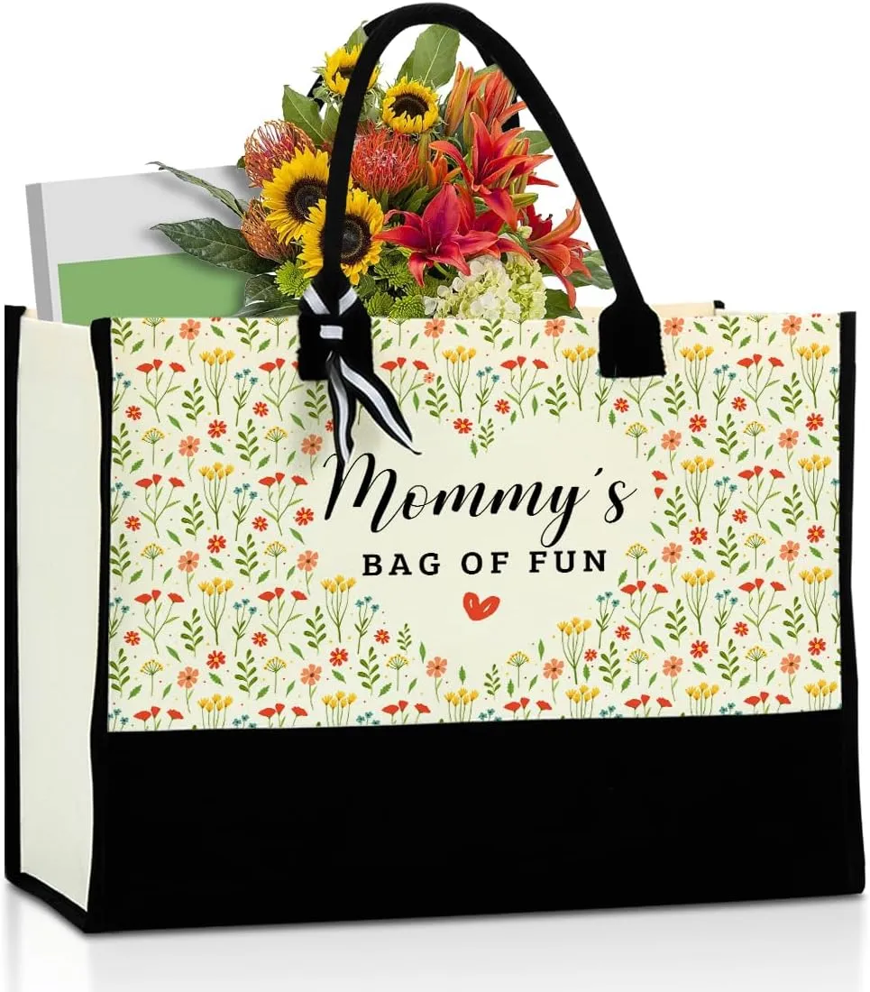 Grandma Aunt Mother in Law Mom Granny Godmother Gifts Waterproof Canvas Tote Bag Beach Bag for Shopping Christmas