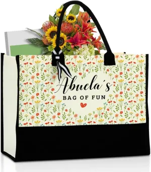 Grandma Aunt Mother in Law Mom Granny Godmother Gifts Waterproof Canvas Tote Bag Beach Bag for Shopping Christmas