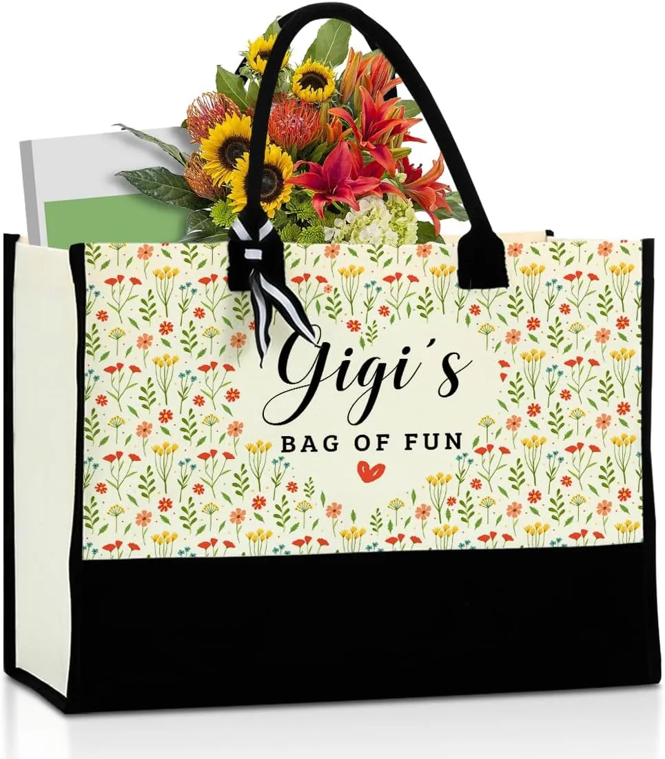 Grandma Aunt Mother in Law Mom Granny Godmother Gifts Waterproof Canvas Tote Bag Beach Bag for Shopping Christmas