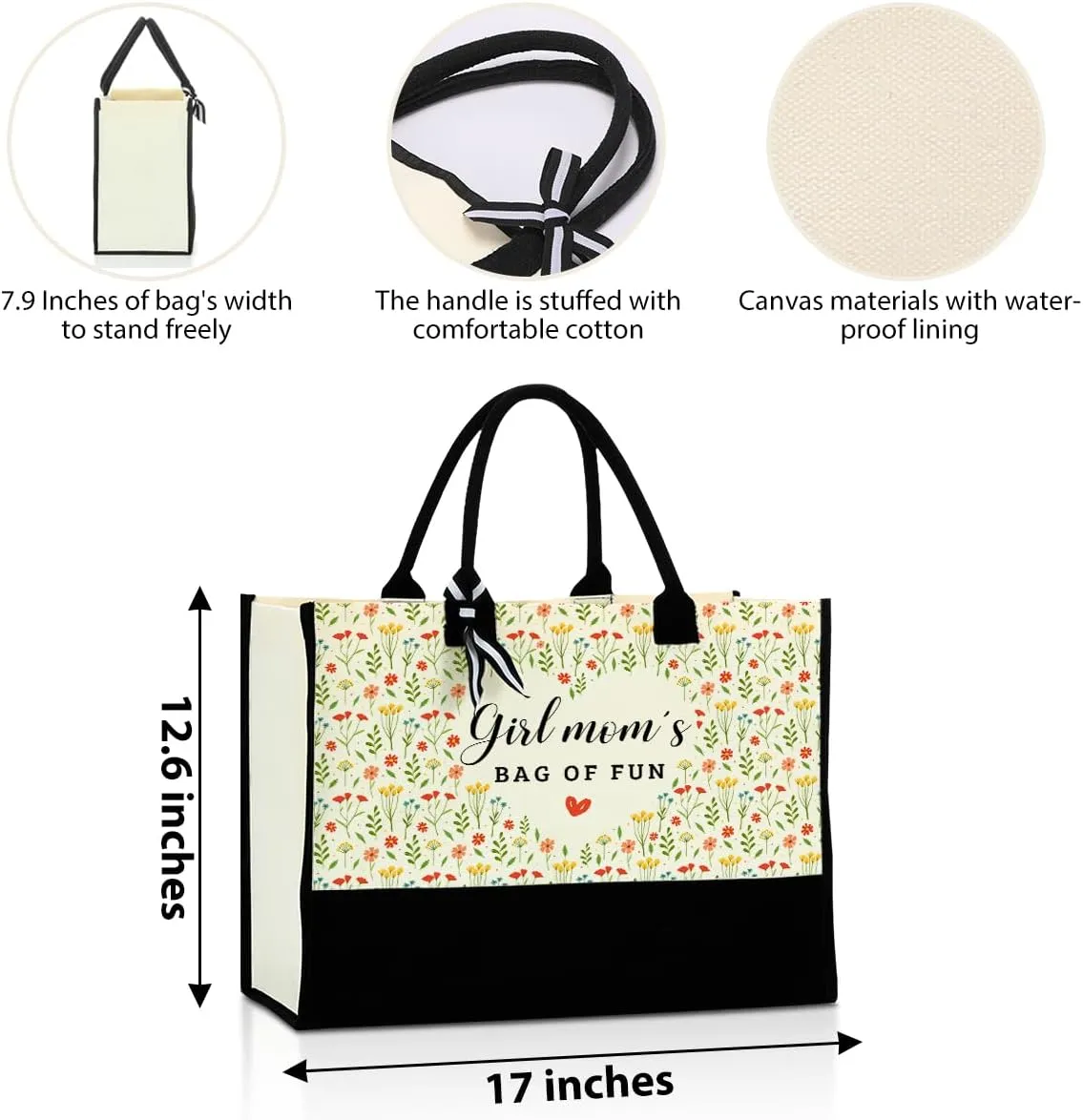 Grandma Aunt Mother in Law Mom Granny Godmother Gifts Waterproof Canvas Tote Bag Beach Bag for Shopping Christmas