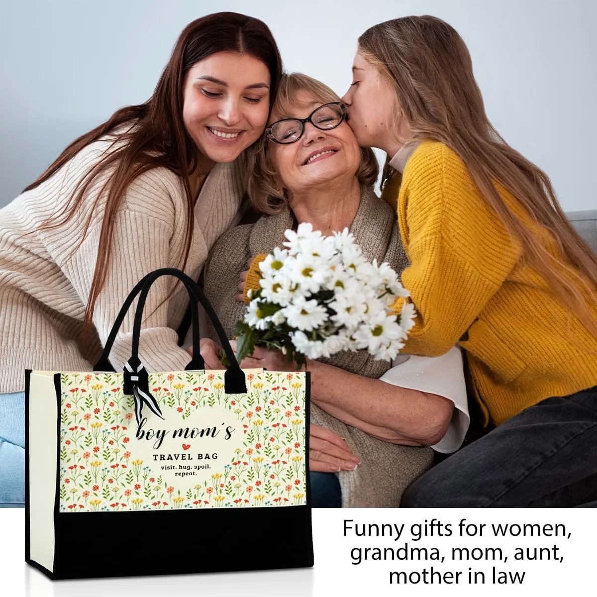 Grandma Aunt Mother in Law Mom Nana Godmother Gifts Waterproof Canvas Tote Bag Beach Bag for Camping Christmas