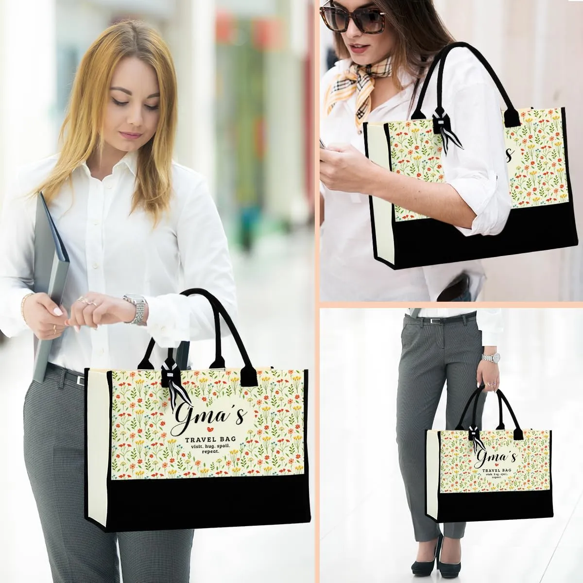 Grandma Aunt Mother in Law Mom Nana Godmother Gifts Waterproof Canvas Tote Bag Beach Bag for Camping Christmas