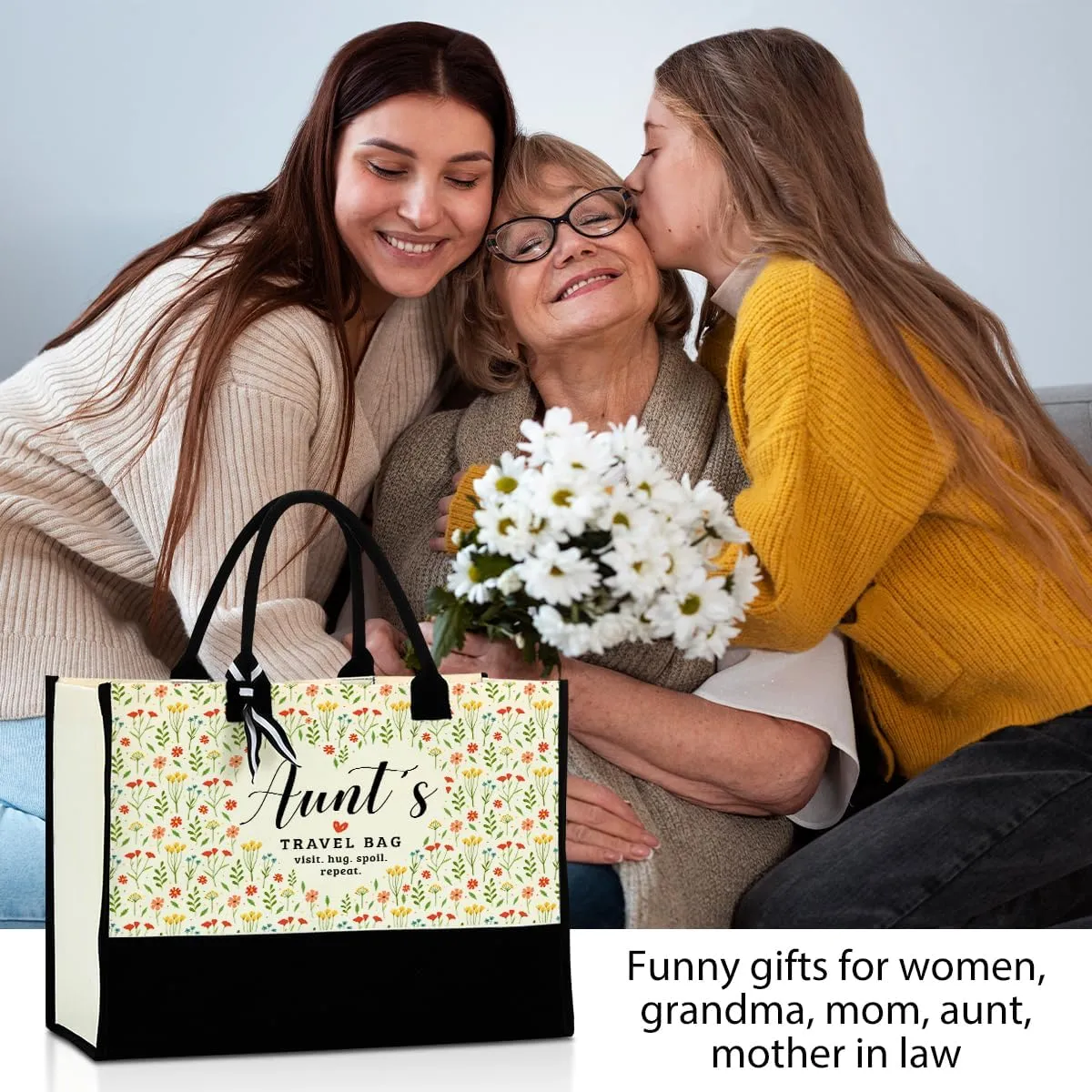 Grandma Aunt Mother in Law Mom Nana Godmother Gifts Waterproof Canvas Tote Bag Beach Bag for Camping Christmas