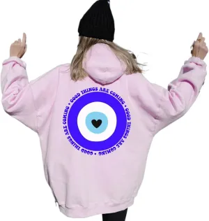 Graphic Evil Eye Streetwear Cute Pullover Long Sleeve Hoodie for Women Crewneck Oversized Sweatshirts
