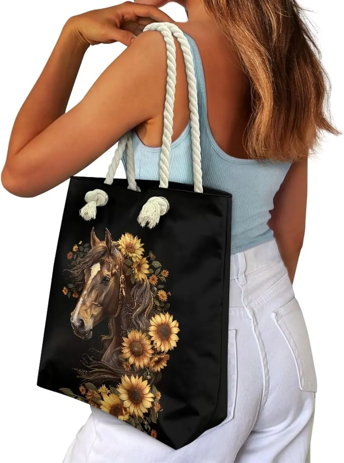 Grocery Shopping Reusable Totes Bags Shoulder Handbags Purse Aesthetic Canvas Beach Tote Bag for Women Ladies